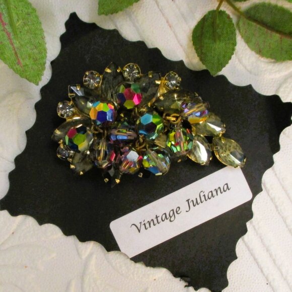Verified JULIANA Austrian Crystal Rhinestone Dangle Bead Brooch~DeLIZZA & ELSTER - Picture 5 of 13